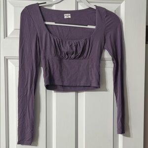 Wilfred Freeby Aritzia Lavender Long Sleeve Crop Top